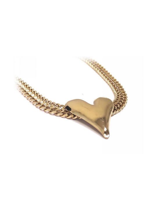 Karma Fashion Colier cu design Inima din Placat cu aur Oțel