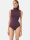 Women's Sleeveless Turtleneck T-Shirt Purple
