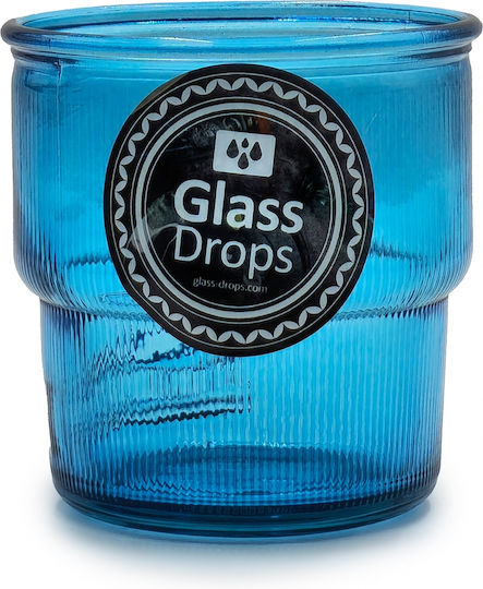 Glass Drops Ποτήρι Νερού από Γυαλί σε Μπλε Χρώμα 300ml