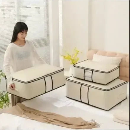 Tpster Fabric Storage Case For Clothes in Beige Color 45x45x20cm 1pcs