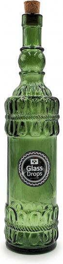Glass Drops Μπουκάλι Νερού Γυάλινο με Φελλό Πράσινο 700ml