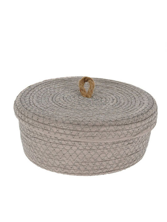 Decorative Basket Wicker with Lid & Handles 21x21x8.5cm Kaemingk