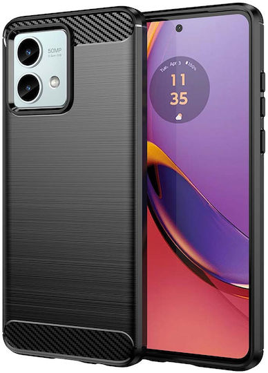 Techsuit Carbon Umschlag Rückseite Silikon Schwarz (Motorola Moto G84)
