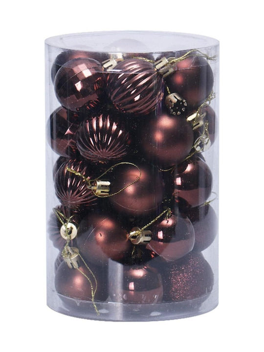 Christmas Plastic Ball Ornament Burgundy 4cm 34pcs