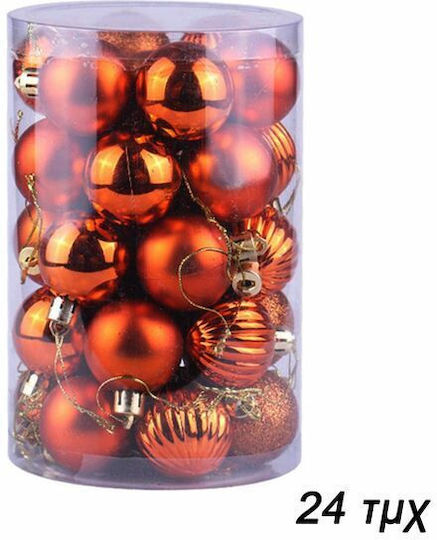 Hanging Ball Ornament Ornament Plastic Orange 4cm Set 34pcs