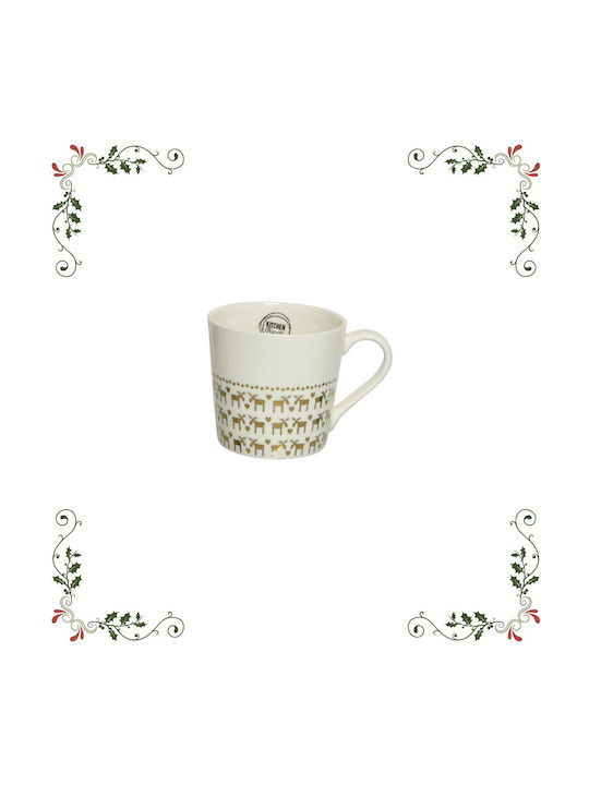 Kaemingk Christmas Mug Porcelain White L13.5xW9.1xH9.1xD9.7cm.