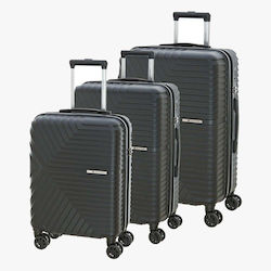 Bartuggi Travel Bags Hard Black with 4 Wheels Set 3pcs