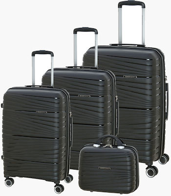Bartuggi Travel Bags Hard Black with 4 Wheels Set 4pcs
