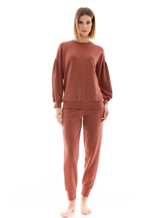 Pink Label Winter Women's Pyjama Set Orange