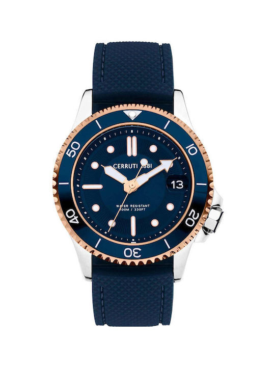Cerruti Pesaro Watch Battery with Blue Rubber Strap