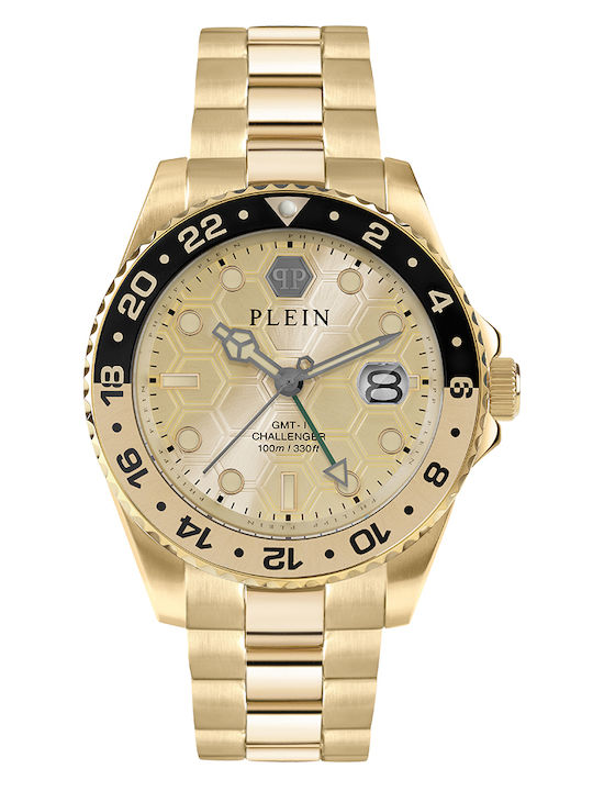 Philipp Plein Hyper Men's Watch 44mm Battery With Gold Metal Bracelet
