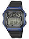 Casio Дигитален Мъжки Часовник 45мм На Батерия С Черна Каучукова Каишка