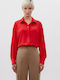 Bill Cost Women's Satin Long Sleeve Shirt Red