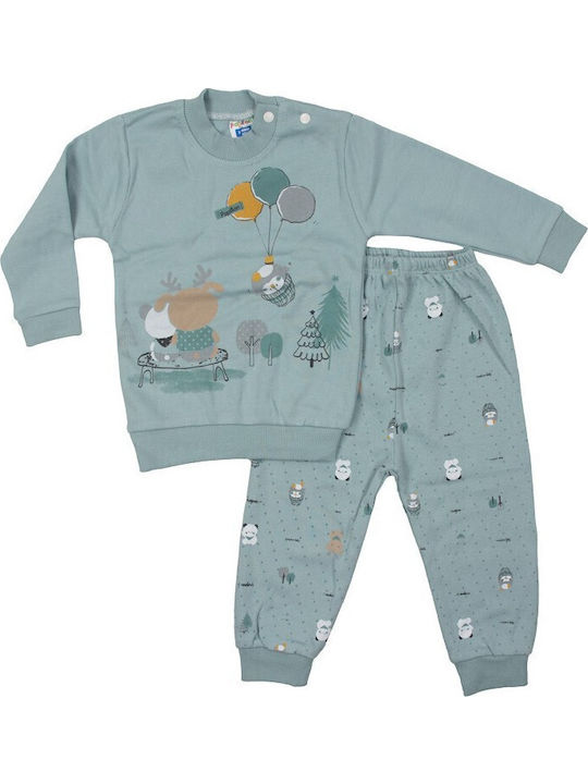 Papillon Kids Παιδική Πιτζάμα Χειμωνιάτικη Τιρκουάζ