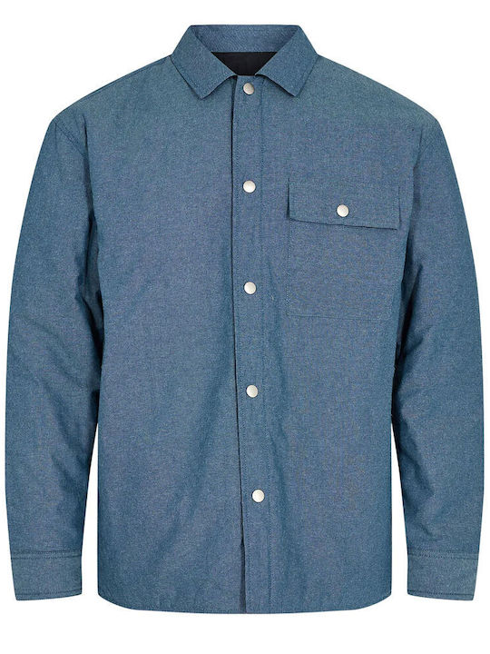 Herrenhemden Langärmelig Denim Overshirt Blau