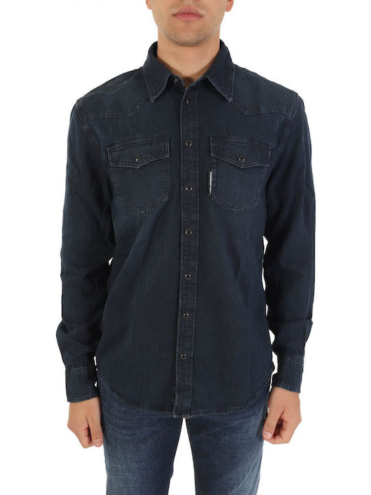 Long-sleeved Denim Shirt Blue