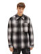 Long Sleeve Overshirt Checked Gray