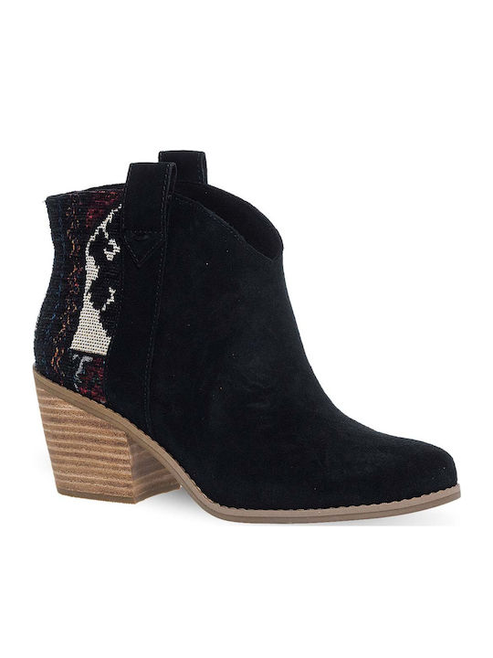 Wildleder Damen Cowboy-Stiefeletten Schwarz