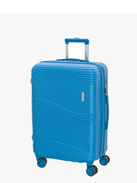Bartuggi Medium Hard Blue Travel Suitcase with 4 Wheels Height 67cm