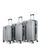 Royalty Line Reisekoffer Hartschalen Silver mit 4 Räder Set 3Stück RL-LTS-18706SILVER