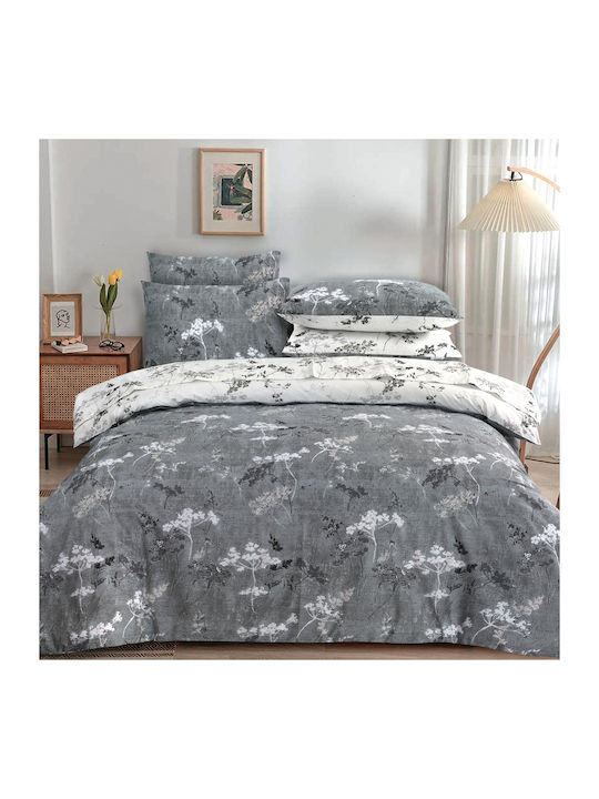 Casa Colori Παπλωματοθήκη Βαμβακερή Υπέρδιπλη 220x240 Grey