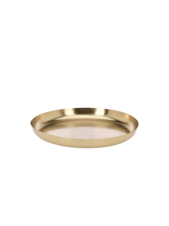 Round Metallic Serving Tray with Handles Gold 30x30x3.8cm