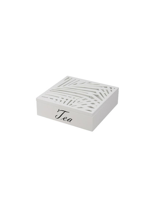Κουτί για Τσάι με Καπάκι Ξύλινο Λευκό 24x7x24cm