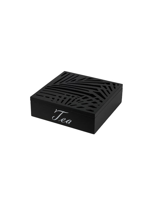 Κουτί για Τσάι με Καπάκι Ξύλινο Μαύρο 24x7x24cm