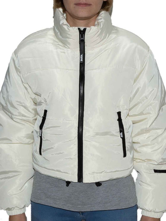 Women's Short Puffer Jacket for Winter White