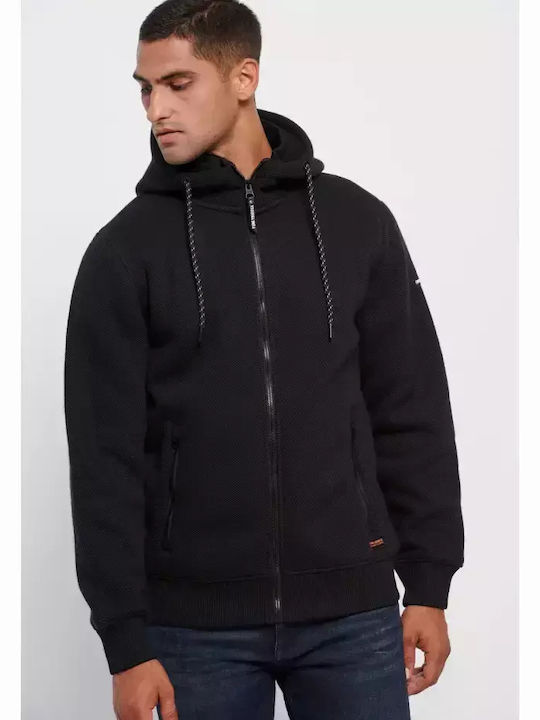 Funky Buddha Men's Sweatshirt Jacket with Hood and Pockets Black