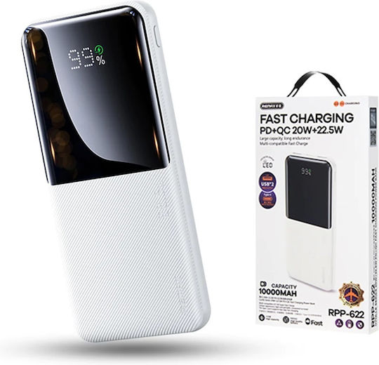 Remax RPP-622 Power Bank 10000mAh с 2 USB-A порта и USB-C порт Power Delivery Бял