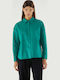 Women's Leather Long Sleeve Shirt Green