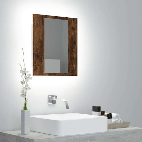 vidaXL Rectangular Bathroom Mirror Led made of Plastic with Cabinet 40x45cm Brown