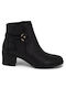 Softies Leather Women's Ankle Boots with Medium Heel Black