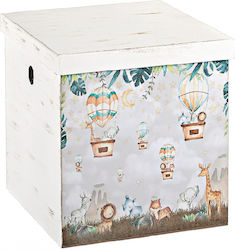 Novaker Wooden Baptism Box with Hot Air Balloon Theme 35x35x35cm