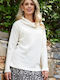 Anna Raxevsky Women's Long Sleeve Sweater Turtleneck Beige
