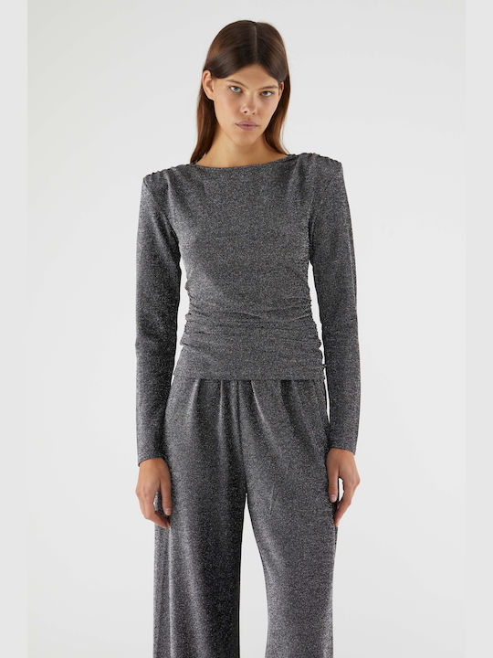 Compania Fantastica Women's Blouse Long Sleeve Gray