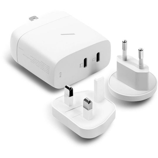 Native Union Зарядно без кабел GaN с 2 USB-C порта 67W Power Delivery Бял (FAST-PD67-WHT-INT)
