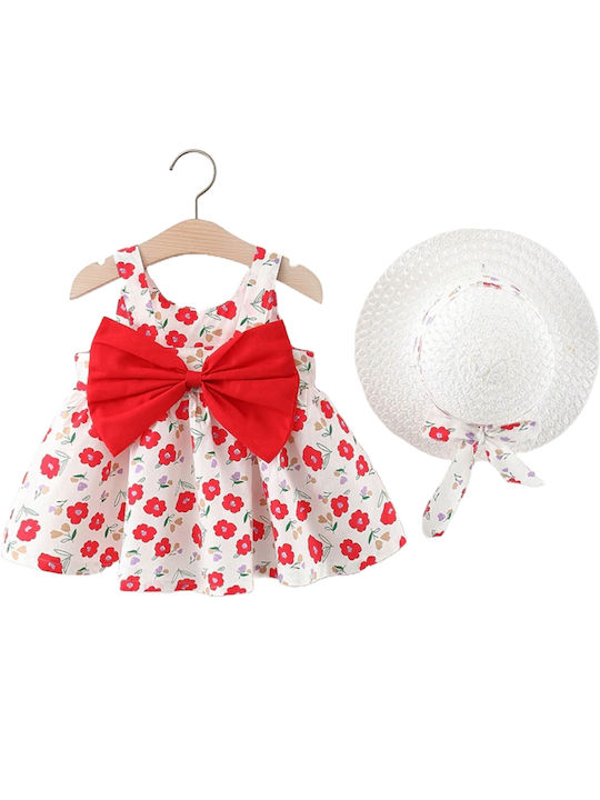 TakTakBaby Set Rochie pentru Copii cu Accesorii Fără mâneci Roșu