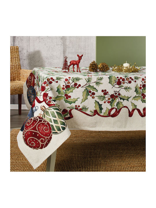 Whitegg Ornament de Crăciun Față de masă Cărpă Material textil Bej M160xL45cm 1buc