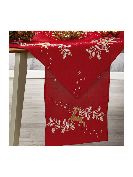 Whitegg Ornament de Crăciun Față de masă Cărpă Material textil Roșu M175xL40cm 1buc