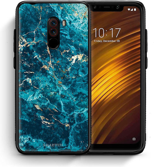Smartfits Marble Blue Umschlag Rückseite Blau (Pocophone F1)