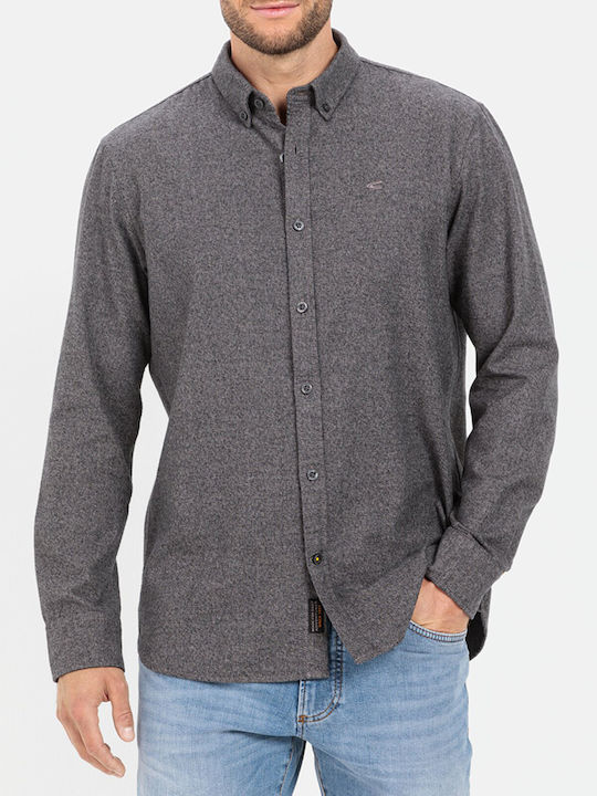 Long-sleeved Flannel Shirt Gray