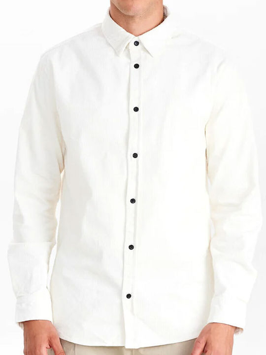 Long-sleeved Corduroy Shirt White
