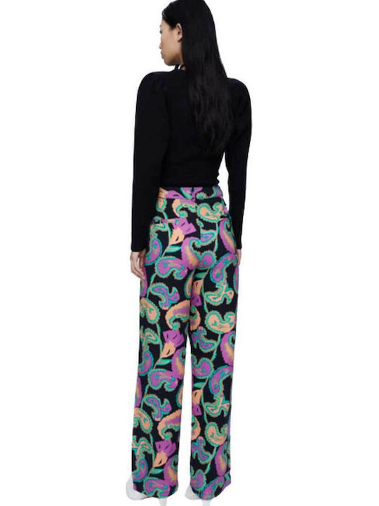 Women's Fabric Trousers Straight Line Black