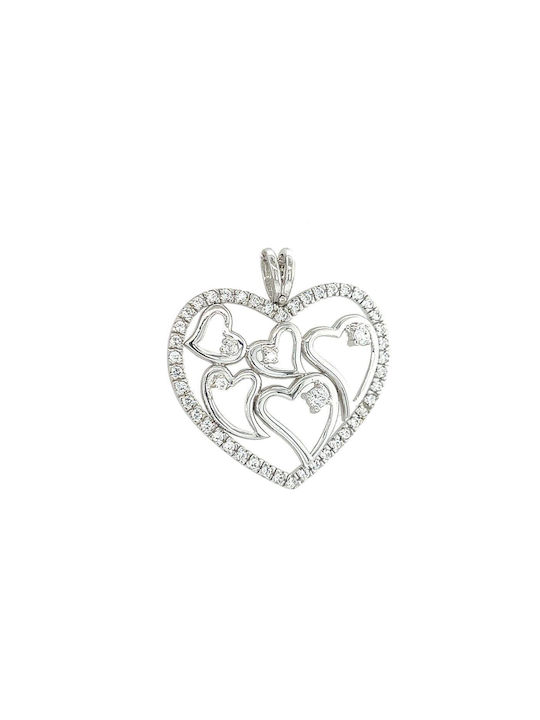 Xryseio White Gold Heart Kids Pendant 14K NK10512