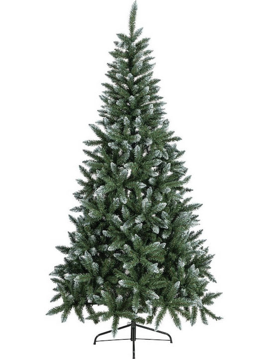 Snowy Christmas Green Tree with Trunk Base and Built in Branches H210cm