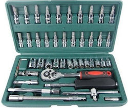 004734 Ratschen- und Steckschlüssel-Sets mit Kastanien und Haselnüssen 1/4" 46 Stück
