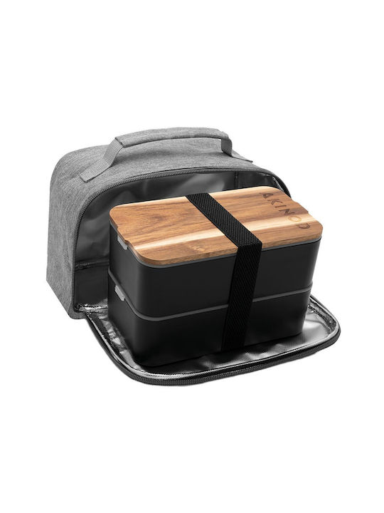 Akinod Cutie pentru Mâncare Termos Plastic Negru 1400ml 1buc