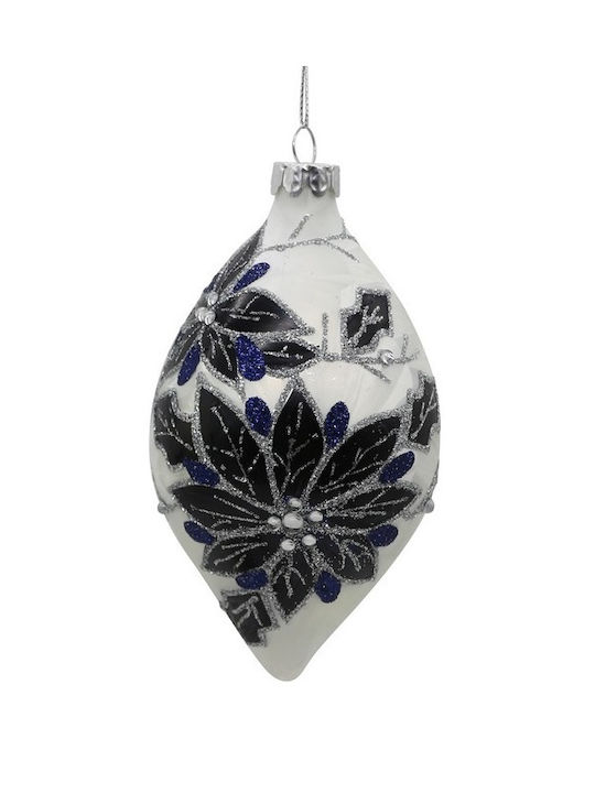 Ornament De Crăciun Pentru Brad Lacrimă Din Sticlă Albă